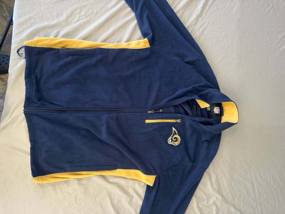 NFL St. Louis  Full Zip Fleece Jacket Blue Yellow XL
